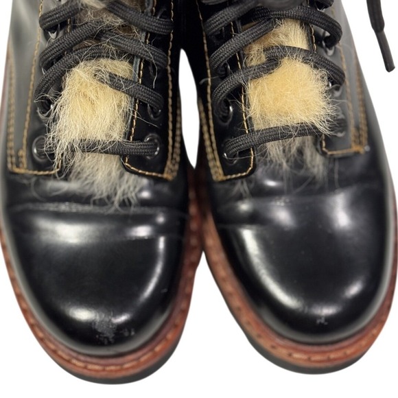 Coach Black Leather Shearling Lace Up Combat Boots Womens US 5B Buckle - Picture 10 of 10